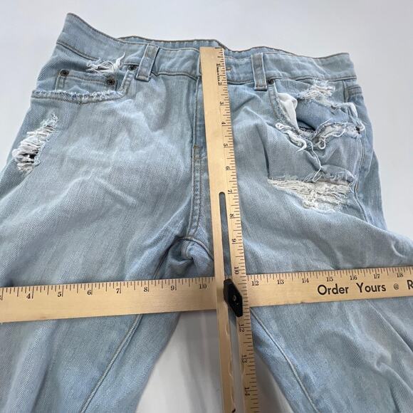 Car Mar Jeans Womens 24 Light Wash Distressed Ripped Straight Leg Made USA Denim - Picture 7 of 9